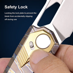 REMETTE RT-Peregrine Falcon Knife Innovative Button Lock Structure Design Thunder Lightn Textures Titanium Handle M390 Knives RTT1-CX with Safety Lock