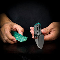 REMETTE RT-Woodpecker Folding Pocket Knife M390 Blade Crystallized Titanium Handle RTWP-IG