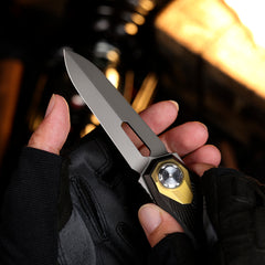 REMETTE RT-Infinite Power Knife M390 Blade Titanium Handle Folding Pocket EDC Tactical Knife RTIP-A