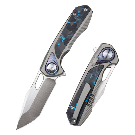 REMETTE RT-Saker Falcon Folding Pocket Knife Innovative Button Lock Structure Design S45VN Blade Titanium Handle Knives ASTP-1 with Safety Lock