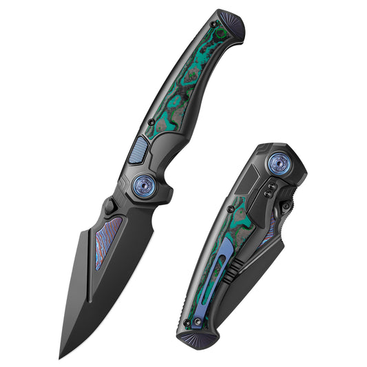 REMETTE RT-Scepter Innovative Button Frame Lock M390+Timascus Blade Titanium+Carbon Fiber Handle Knife SCPT-E
