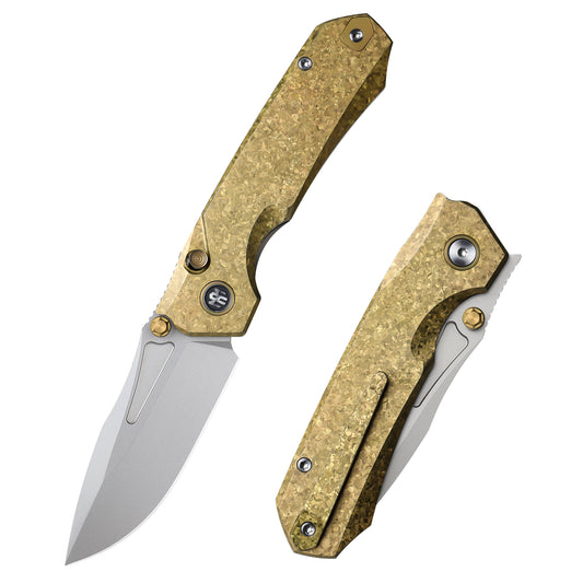 REMETTE RT-Rhino Folding Pocket Knife M390 Blade Crystallized Titanium Handle RNTB2