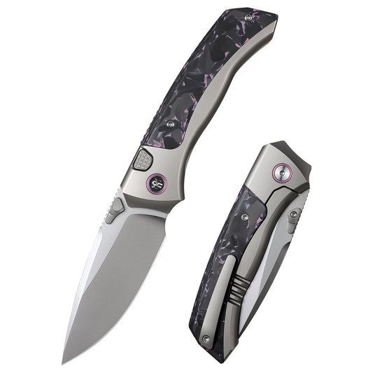 REMETTE RT-Steed Innovative Button Frame Lock M390 Blade Titanium Carbon Fiber Handle Folding Pocket Knife RTWS-TP