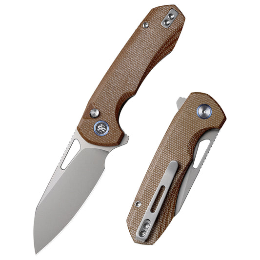 REMETTE RT-Camel Knife Button Liner Lock 14C28N Blade Micarta Handle Outdoor Camping Knives RTCMLF