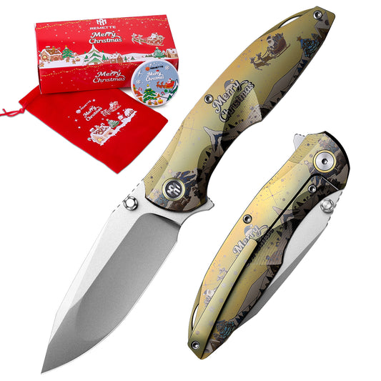 REMETTE RT-Cool Whale Knife M390 Blade Titanium Handle Folding Pocket Outdoor Camping EDC Knife RTCL-CRB