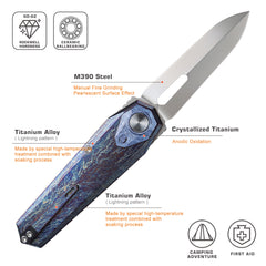 REMETTE RT-Infinite Power Knife M390 Blade Titanium Handle Folding Pocket EDC Tactical Knife RTIP-M