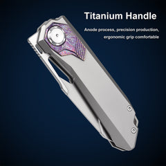 REMETTE RT-Peregrine Falcon Titanium M390 Knife Innovative Button Lock Structure Design Folding Pocket Knives RTT1-GX with Safety Lock