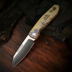 REMETTE RT-Squirrel Knife Titanium Handle M390 Blade RTDP-CRB