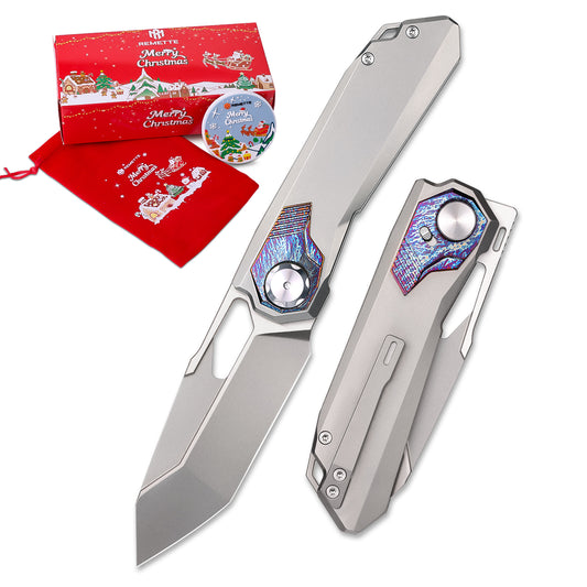 REMETTE RT-Peregrine Falcon Titanium M390 Knife Innovative Button Lock Structure Design Folding Pocket Knives RTT1-GX with Safety Lock