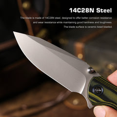REMETTE RT-Cool Whale Knife 14C28N Blade G10 Handle Folding Pocket Outdoor Camping EDC Knife RTCL-G1