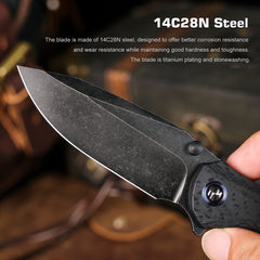 REMETTE RT-Cool Whale Knife 14C28N Blade G10 Handle Folding Pocket Outdoor Camping EDC Knife RTCL-G2