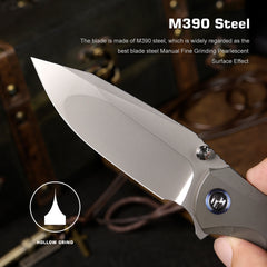 REMETTE RT-Cool Whale Knife M390 Blade Titanium Handle Folding Pocket Outdoor Camping EDC Knife RTCL-T2