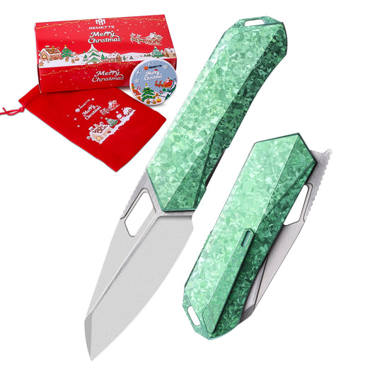 REMETTE RT-Woodpecker Folding Pocket Knife M390 Blade Crystallized Titanium Handle RTWP-IG