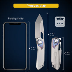 REMETTE RT-Peregrine Falcon Titanium M390 Knife Innovative Button Lock Structure Design Folding Pocket Knives RTT1-GX with Safety Lock