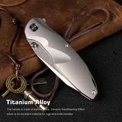 REMETTE RT-Cool Whale Knife M390 Blade Titanium Handle Folding Pocket Outdoor Camping EDC Knife RTCL-T1