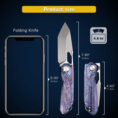 REMETTE RT-Peregrine Falcon Knife Innovative Button Lock Structure Design Thunder Lightn Textures Titanium Handle M390 Knives RTT1-TX with Safety Lock