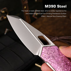 REMETTE RT-Woodpecker Folding Pocket Knife M390 Blade Crystallized Titanium Handle RTWP-IP