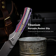 REMETTE WD107 Knife Titanium Carbon Fiber Handle M390 Blade WD107-NC