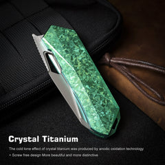 REMETTE RT-Woodpecker Folding Pocket Knife M390 Blade Crystallized Titanium Handle RTWP-IG