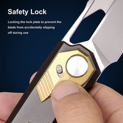 REMETTE RT-Peregrine Falcon Folding Pocket Knife Innovative Button Lock Structure Design M390 Blade Titanium Handle Knives RTT1-BX with Safety Lock