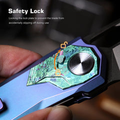 REMETTE RT-Peregrine Falcon Folding Pocket Knife Innovative Button Liner Lock Structure Design Vanax Steel Blade Titanium Handle Knives RTT1-VNC with Safety Lock