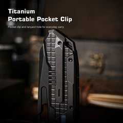 REMETTE RT-Cool Leopard Knife Innovative Button Frame Lock M390 Blade Titanium Handle Outdoor Camping Knives RTKS-B