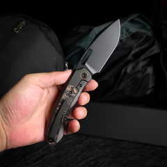 REMETTE RT-Orca Knife Button+Frame Lock M390 Blade Titanium Handle Outdoor Camping Knives ORCATB