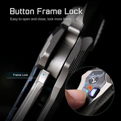 REMETTE RT-ONE Knife Button+Frame Lock M390 Blade Integrated Titanium+Carbon Fiber Handle Folding Pocket Knives RT ONEA2