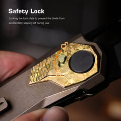 REMETTE RT-Peregrine Falcon Folding Pocket Knife Innovative Button Liner Lock Structure Design Vanax Steel Blade Titanium Handle Knives RTT1-VNA with Safety Lock
