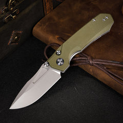 REMETTE RT-Rhino Folding Pocket Knife Innovative Button Liner Lock Structure Design D2 Blade G10 Handle Knives RNGD2
