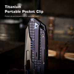 REMETTE RT-Cool Leopard Knife Frame Lock M390 Blade Titanium Handle Outdoor Camping Knives RTKS-L