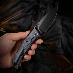 REMETTE RT-Steed Innovative Button Frame Lock Structure Design M390 DLC Blade Titanium Carbon Fiber Handle Knife RTWS-BL
