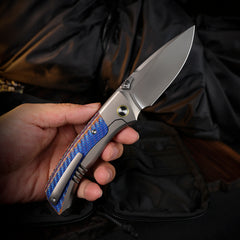 REMETTE RT-Steed Innovative Button Frame Lock M390 Blade Titanium Carbon Fiber Handle  Folding Pocket Knife RTWS-TC