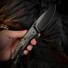 REMETTE RT-Steed Innovative Button Frame Lock M390 Blade Titanium Carbon Fiber Handle  Folding Pocket Knife RTWS-BH