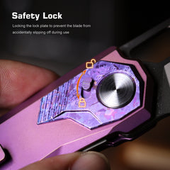 REMETTE RT-Peregrine Falcon Folding Pocket Knife Innovative Button Liner Lock Structure Design Vanax Steel Blade Titanium Handle Knives RTT1-VND with Safety Lock