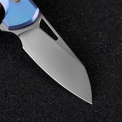 REMETTE RT-Camel Knife Screwless Exterior Button Liner Lock M390 Blade Titanium Handle Knives Blue RTCMLT3