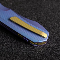 REMETTE RT-Camel Knife Screwless Exterior Button Liner Lock M390 Blade Titanium Handle Knives Blue RTCMLT3