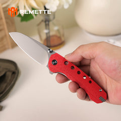REMETTE RT-BEE 14C28N Blade Knife Outdoor Folding Pocket EDC Knives with Fruit Food Fork Toothpick RT-BEE-R