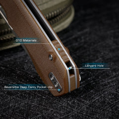 REMETTE RT-Camel Knife Button Liner Lock 14C28N Blade G10 Handle Outdoor Camping Knives RTCMLC