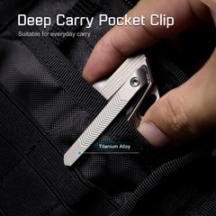 REMETTE RT-ONE Knife Button+Frame Lock M390 Blade Integrated Titanium+Carbon Fiber Handle Outdoor Camping Knives RT ONEA3
