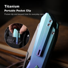 REMETTE RT-Peregrine Falcon Folding Pocket Knife Innovative Button Liner Lock Structure Design Vanax Steel Blade Titanium Handle Knives RTT1-VNC with Safety Lock