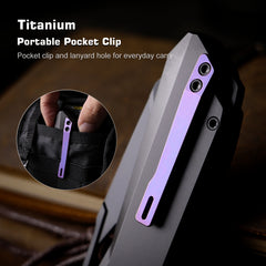 REMETTE RT-Peregrine Falcon Folding Pocket Knife Innovative Button Liner Lock Structure Design Vanax Steel Blade Titanium Handle Knives RTT1-VNB with Safety Lock