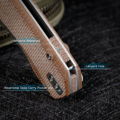 REMETTE RT-Camel Knife Button Liner Lock 14C28N Blade Micarta Handle Outdoor Camping Knives RTCMLF