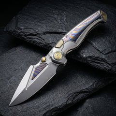 REMETTE RT-Scepter Innovative Button Frame Lock M390 Blade Timascus Handle Knife SCPT-A