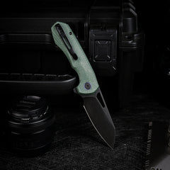 REMETTE RT-Camel Knife Button Liner Lock 14C28N Blade Micarta Handle Outdoor Camping Knives RTCMLE