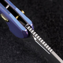 REMETTE RT-Camel Knife Screwless Exterior Button Liner Lock M390 Blade Titanium Handle Knives Blue RTCMLT3