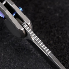 REMETTE RT-Camel Knife Screwless Exterior Button Liner Lock M390 Blade Titanium Handle Knives Titanium Gray RTCMLT2