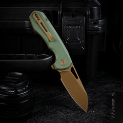 REMETTE RT-Camel Knife Button Liner Lock 14C28N Blade G10 Handle Outdoor Camping Knives RTCMLD