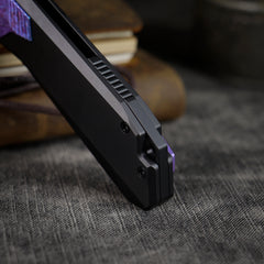 REMETTE RT-Peregrine Falcon Folding Pocket Knife Innovative Button Liner Lock Structure Design Vanax Steel Blade Titanium Handle Knives RTT1-VNB with Safety Lock