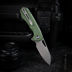 REMETTE RT-Camel Knife Button Liner Lock 14C28N Blade G10 Handle Outdoor Camping Knives RTCMLB